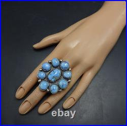 RANDALL ENDITO Navajo GOLDEN HILLS TURQUOISE CLUSTER Sterling Silver RING size 7