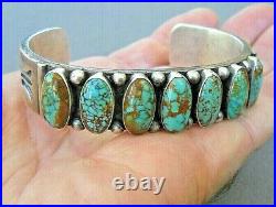 RARE KIRK SMITH Native American Navajo Turquoise Row Sterling Silver Bracelet