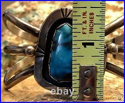 RARE Navajo Carl Luthy 3 Strand Sterling Cuff Bracelet Amazing Bisbee Turquoise