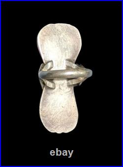 RARE VINTAGE NAVAJO DOUBLE blue & green TURQUOISE STERLING SILVER RING OLD PAWN