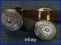 RARE Vtg NAVAJO WILLIE SHAW Signed STERLING SILVER CONCHO BELT Museum Quality