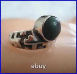 RAY TRACEY KNIFEWING NAVAJO Sterling Silver Malachite & Onyx Inlay Ring Size 6