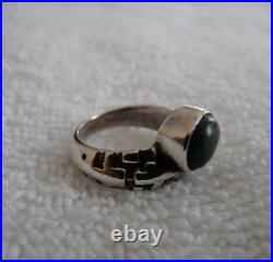 RAY TRACEY KNIFEWING NAVAJO Sterling Silver Malachite & Onyx Inlay Ring Size 6