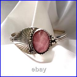 RHODOCHROSITE Vintage Navajo Sterling Silver Bracelet Cuff Kenneth Etsitty