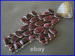 RICHARD BEGAY Navajo Purple Spiny Oyster Cluster Sterling Silver Cross Pendant