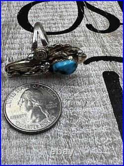 RS Roger Skeet Navajo Sterling Silver Turquoise OOAK GOLD WASHED Finger Ring 8.5