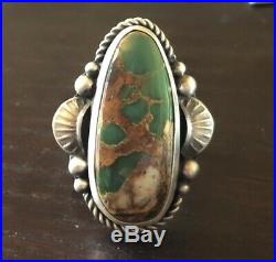 Randy Boyd NAVAJO Sterling Silver GREEN KINGS MANASSA TURQUOISE RING size 6.75