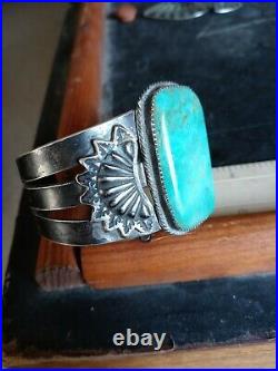 Rare Wow Pawn Huge Navajo Sterling Fred Harvey Kingman Green Turquoise