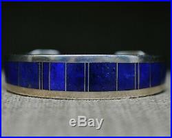 Ray Tracy Native American Lapis Sterling Silver Cuff Bracelet