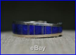 Ray Tracy Native American Lapis Sterling Silver Cuff Bracelet