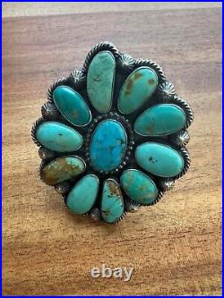 Reada begay navajo sterling silver Royston turquoise cluster ring adjustable