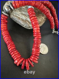 Red Bamboo Coral Navajo Sterling Silver Bead Necklace 19 19227 Red Bamboo Coral Navajo Sterling Silver Bead Necklace 19 19227