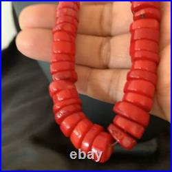Red Coral Native American Navajo Sterling Silver Bead Necklace 11873 Red Coral Native American Navajo Sterling Silver Bead Necklace 11873