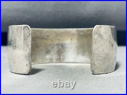 Remarkable Vintage Navajo Sterliing Silver Handstamped Large Bracelet