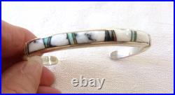 Rick Tolino Navajo Cuff Bracelet White Buffalo Opal Inlay Sterling Silver NWT