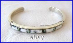 Rick Tolino Navajo Cuff Bracelet White Buffalo Opal Inlay Sterling Silver NWT