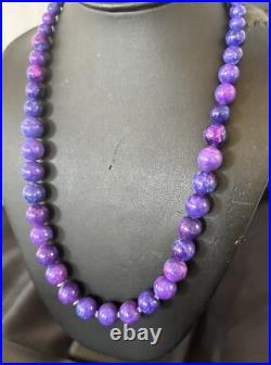 Royal Purple Stone Graduated Bead Navajo Sterling Silver Necklace 21 18076