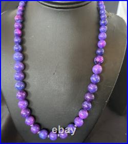 Royal Purple Stone Graduated Bead Navajo Sterling Silver Necklace 21 18076