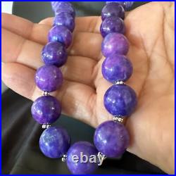 Royal Purple Stone Graduated Bead Navajo Sterling Silver Necklace 21 18076