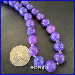 Royal Purple Stone Graduated Bead Navajo Sterling Silver Necklace 21 18076