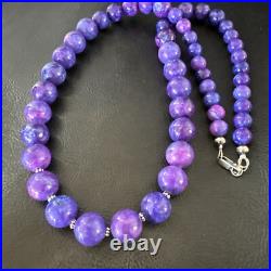 Royal Purple Stone Graduated Bead Navajo Sterling Silver Necklace 21 18076
