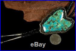 Rustic Old Pawn Vintage NAVAJO Big Slab Turquoise & Sterling Bolo Tie