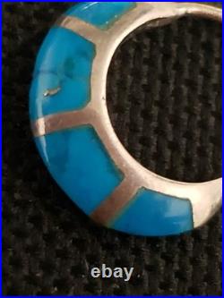 S Billy Navajo Sterling Silver Half Hoop Stud Ithaca Turquoise Earrings