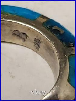 S Billy Navajo Sterling Silver Half Hoop Stud Ithaca Turquoise Earrings