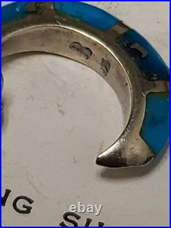 S Billy Navajo Sterling Silver Half Hoop Stud Ithaca Turquoise Earrings