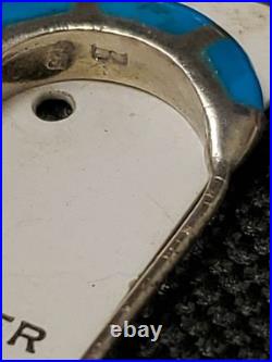 S Billy Navajo Sterling Silver Half Hoop Stud Ithaca Turquoise Earrings