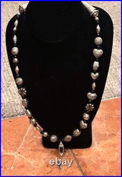 SHARON CISCO SC Sterling Silver BLACK ONXY FEATHER PENDANT BEAD 24 Necklace