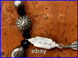 SHARON CISCO SC Sterling Silver BLACK ONXY FEATHER PENDANT BEAD 24 Necklace