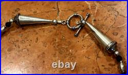 SHARON CISCO SC Sterling Silver BLACK ONXY FEATHER PENDANT BEAD 24 Necklace