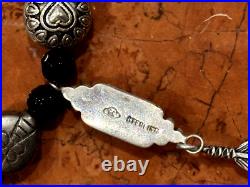 SHARON CISCO SC Sterling Silver BLACK ONXY FEATHER PENDANT BEAD 24 Necklace