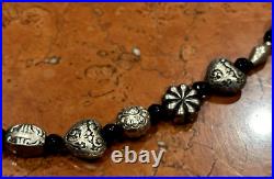 SHARON CISCO SC Sterling Silver BLACK ONXY FEATHER PENDANT BEAD 24 Necklace