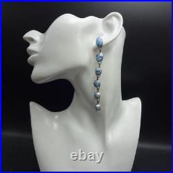 SHEILA TSO Navajo GOLDEN HILLS TURQUOISE Sterling Silver EARRINGS Dangle Pierced