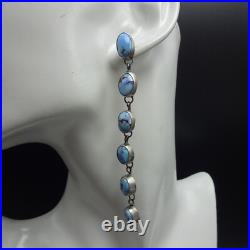 SHEILA TSO Navajo GOLDEN HILLS TURQUOISE Sterling Silver EARRINGS Dangle Pierced
