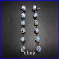 SHEILA TSO Navajo GOLDEN HILLS TURQUOISE Sterling Silver EARRINGS Dangle Pierced