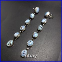 SHEILA TSO Navajo GOLDEN HILLS TURQUOISE Sterling Silver EARRINGS Dangle Pierced