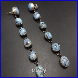 SHEILA TSO Navajo GOLDEN HILLS TURQUOISE Sterling Silver EARRINGS Dangle Pierced