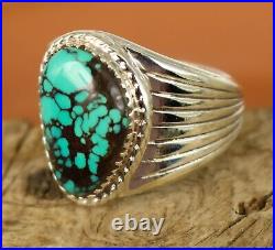 SPIDERWEB TURQUOISE Navajo Handmade Sterling Silver MENS Ring Size 11.5