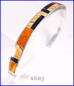 SS Charles Willie Navajo Sterling Silver Jade Tigers Eye Jasper Cuff Bracelet