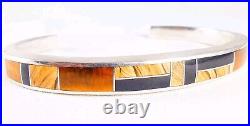 SS Charles Willie Navajo Sterling Silver Jade Tigers Eye Jasper Cuff Bracelet