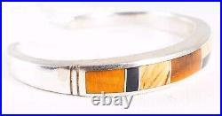 SS Charles Willie Navajo Sterling Silver Jade Tigers Eye Jasper Cuff Bracelet