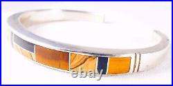 SS Charles Willie Navajo Sterling Silver Jade Tigers Eye Jasper Cuff Bracelet