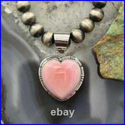 Samson Edsitty Native American Sterling Pink Conch Heart Pendant For Women