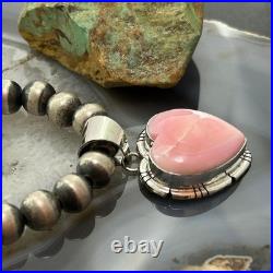 Samson Edsitty Native American Sterling Pink Conch Heart Pendant For Women