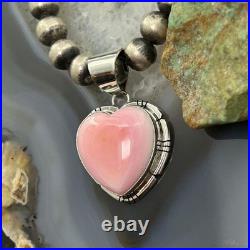 Samson Edsitty Native American Sterling Pink Conch Heart Pendant For Women