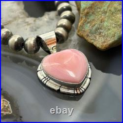 Samson Edsitty Native American Sterling Pink Conch Heart Pendant For Women