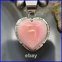 Samson Edsitty Native American Sterling Pink Conch Heart Pendant For Women